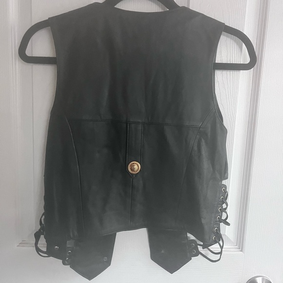 Cache Genuine Black Leather Bike Vest . Size medium. - Picture 2 of 8
